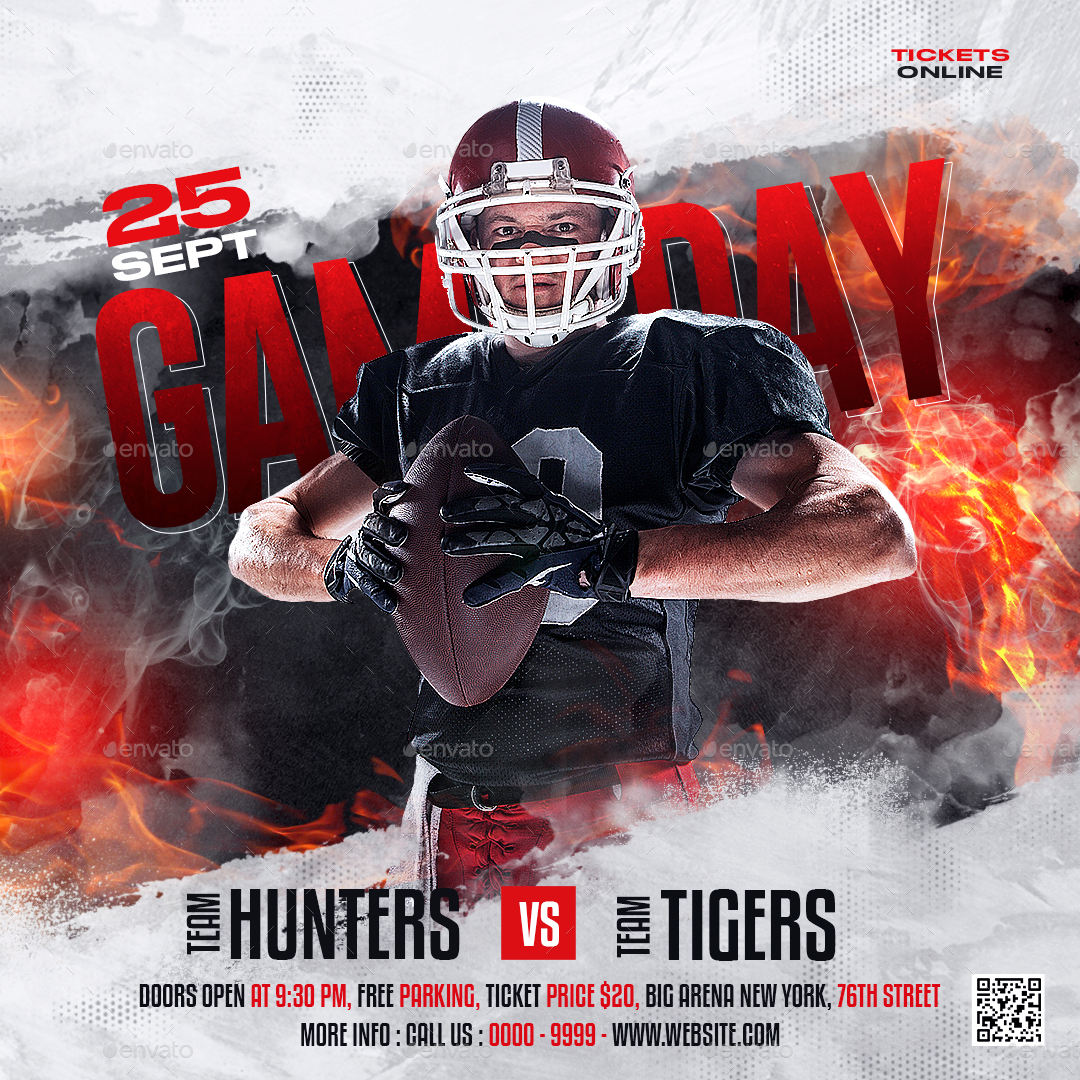 Football Social Media Template Set, Elements GraphicRiver