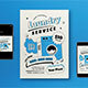 Blue Flat Design Laundry Services Flyer Set