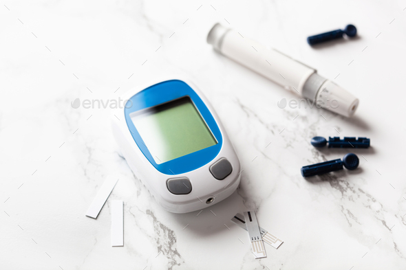 glucometer ketometer lancet and strips for self-monitoring blood glucose or ketones level diabetes