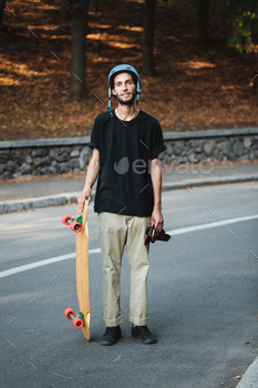 Longboarding and skateboarding. Summer vacation outside the city.