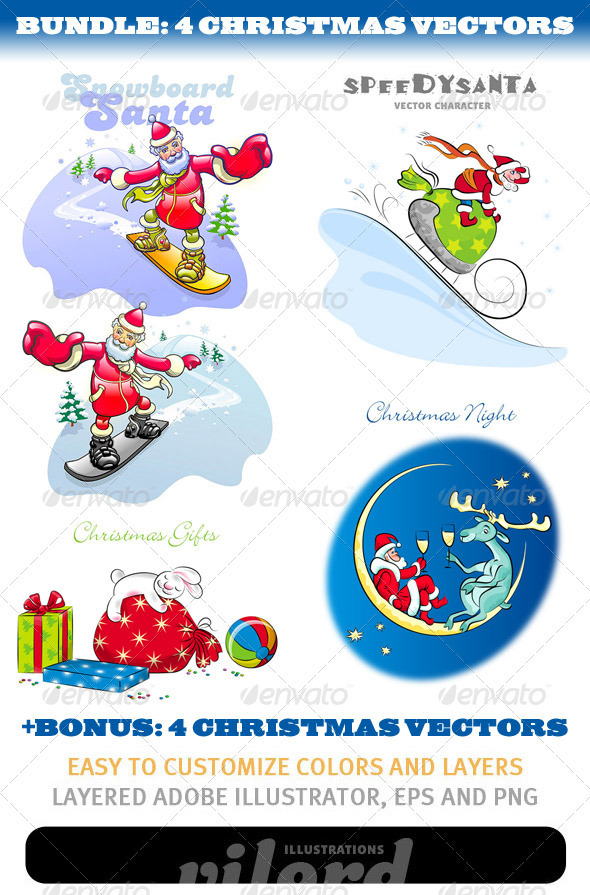 Christmas Mascots Bundle - Characters Vectors