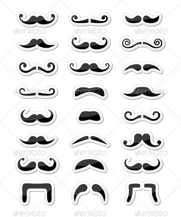 Moustache / mustache icons isolated set as labels - People Characters