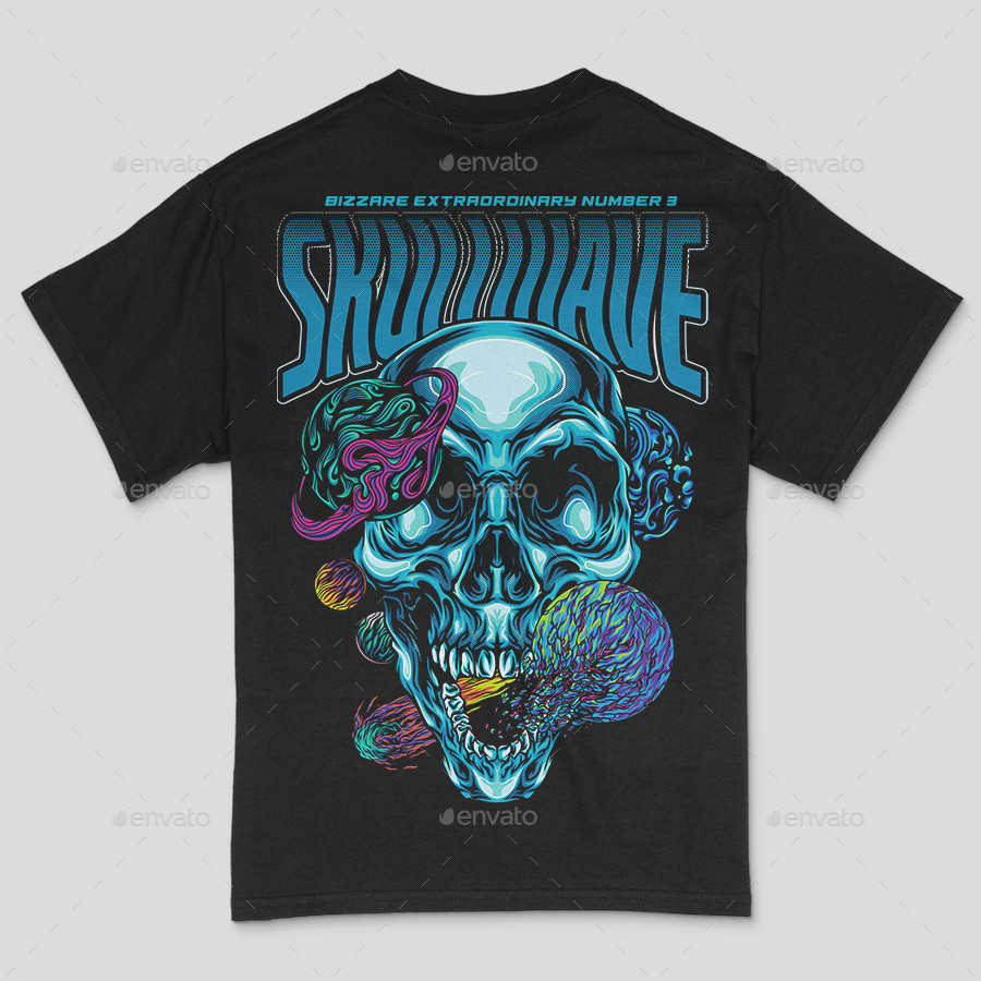 Skullwave in Space part 3 T-Shirt Design Template, T-Shirts | GraphicRiver