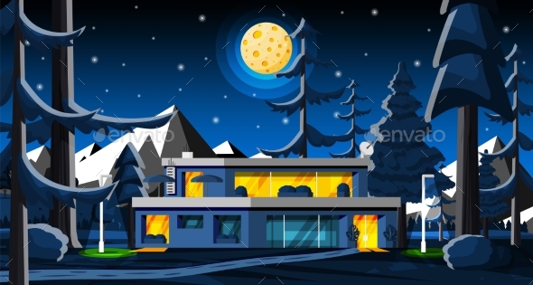 [DOWNLOAD]Country House in Night Forest Landscape