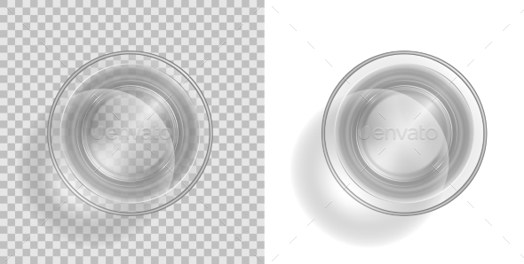 Glass Water Top View Isolated Vector Cup or Shot