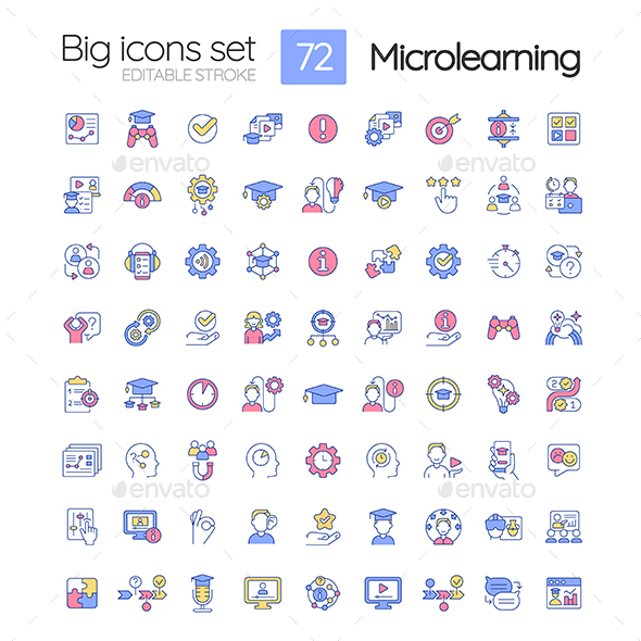 Microlearning Approach RGB Color Icons Set