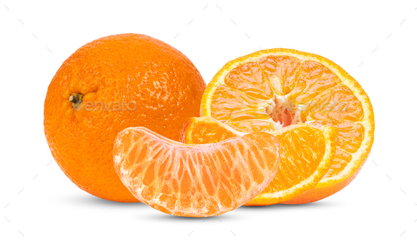 Mandarin fruit white isolated on white - Stock Photo - Images