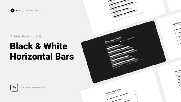Black & White Horizontal Bar Charts Premiere Pro Template