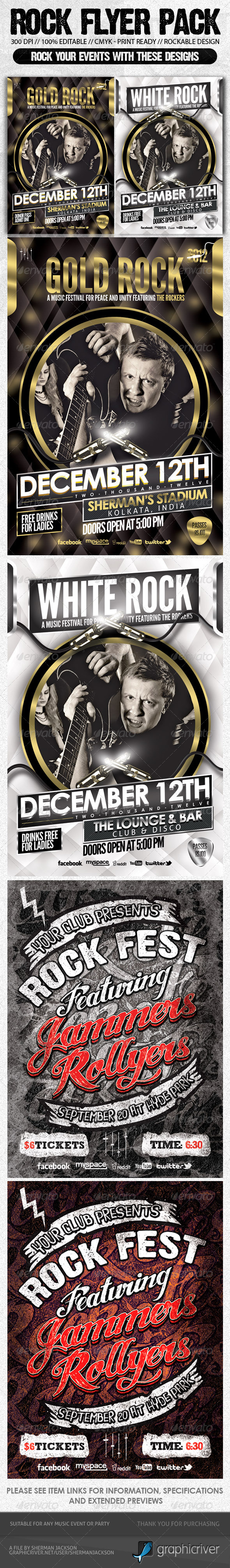 Rock Music Show Flyer Bundle Pack#2 - Concerts Events