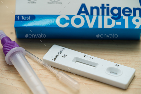 Set of Saliva Antigen Test Kit for check Covid19 coronavirus use in home.