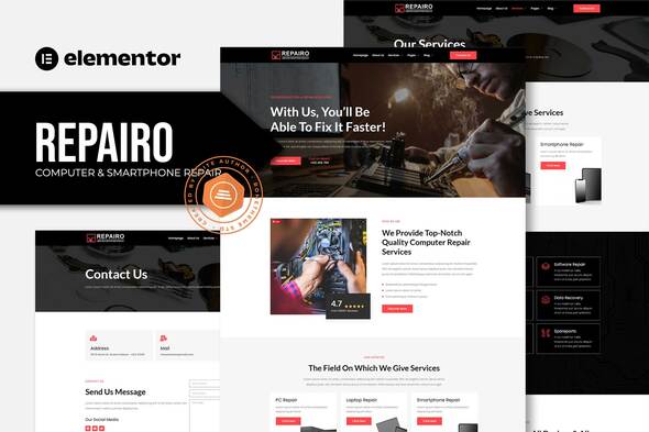 Repairo - Computer & Smartphone Repair Elementor Template Kit