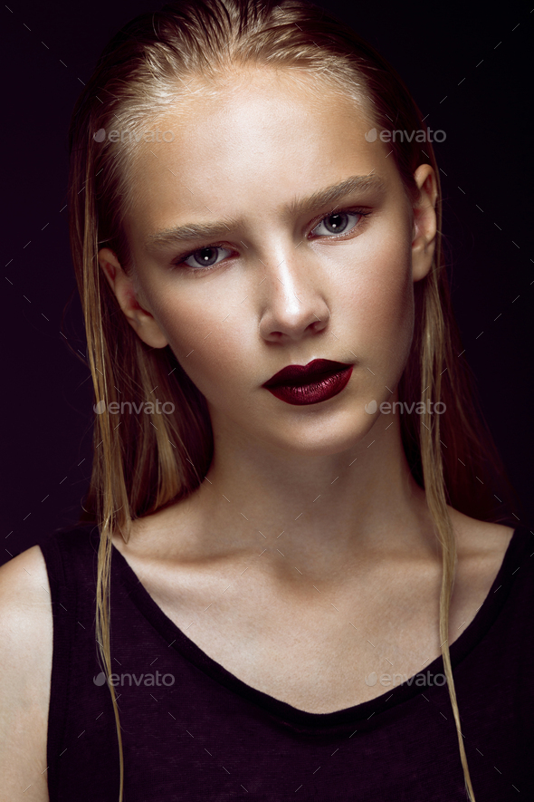 Fashion Model with Long Hair, Perfect Skin is Posing in Studio for Glamour  Test Photo Shoot Showing Different Poses Stock Image - Image of look,  fashion: 124674065
