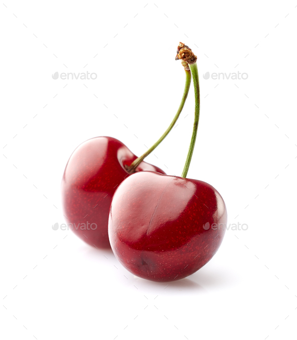 Sweet cherry on white background - Stock Photo - Images