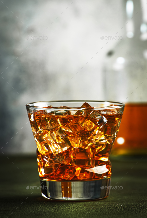 Godfather alcoholic cocktail with scotch whiskey, amaretto liqueur and