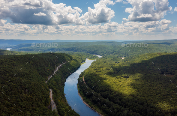 Aerial view on route 97 and Delaware River