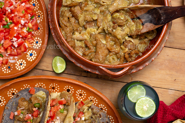 Chicharrones In Green Sauce Tacos Typical Mexican Food Stock Photo By