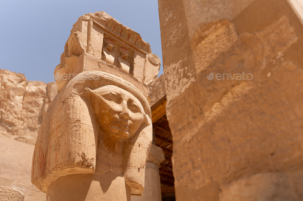 Statue of a face in the Temple of Hatshepsut
