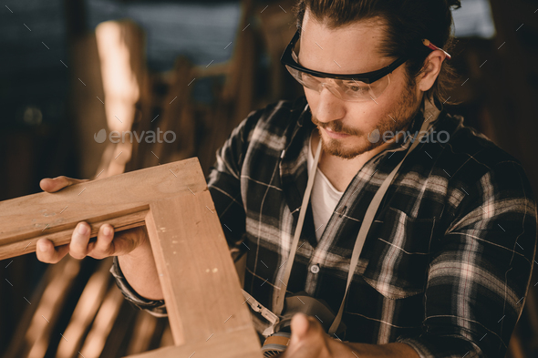 Professional Carpenter man authentic Handcraft Wood worker Joiner furniture builder home maker male