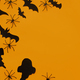 Happy Halloween! Halloween flat lay. Bats, spiders and ghosts decoration on orange. Template - PhotoDune Item for Sale