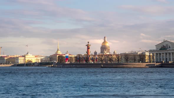 Russia. St. Petersburg. Neva River. Spit of Vasilyevsky Island