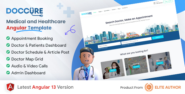 Fabulous Doccure - Doctor Appointment Booking Management System Bootstrap Angular Template