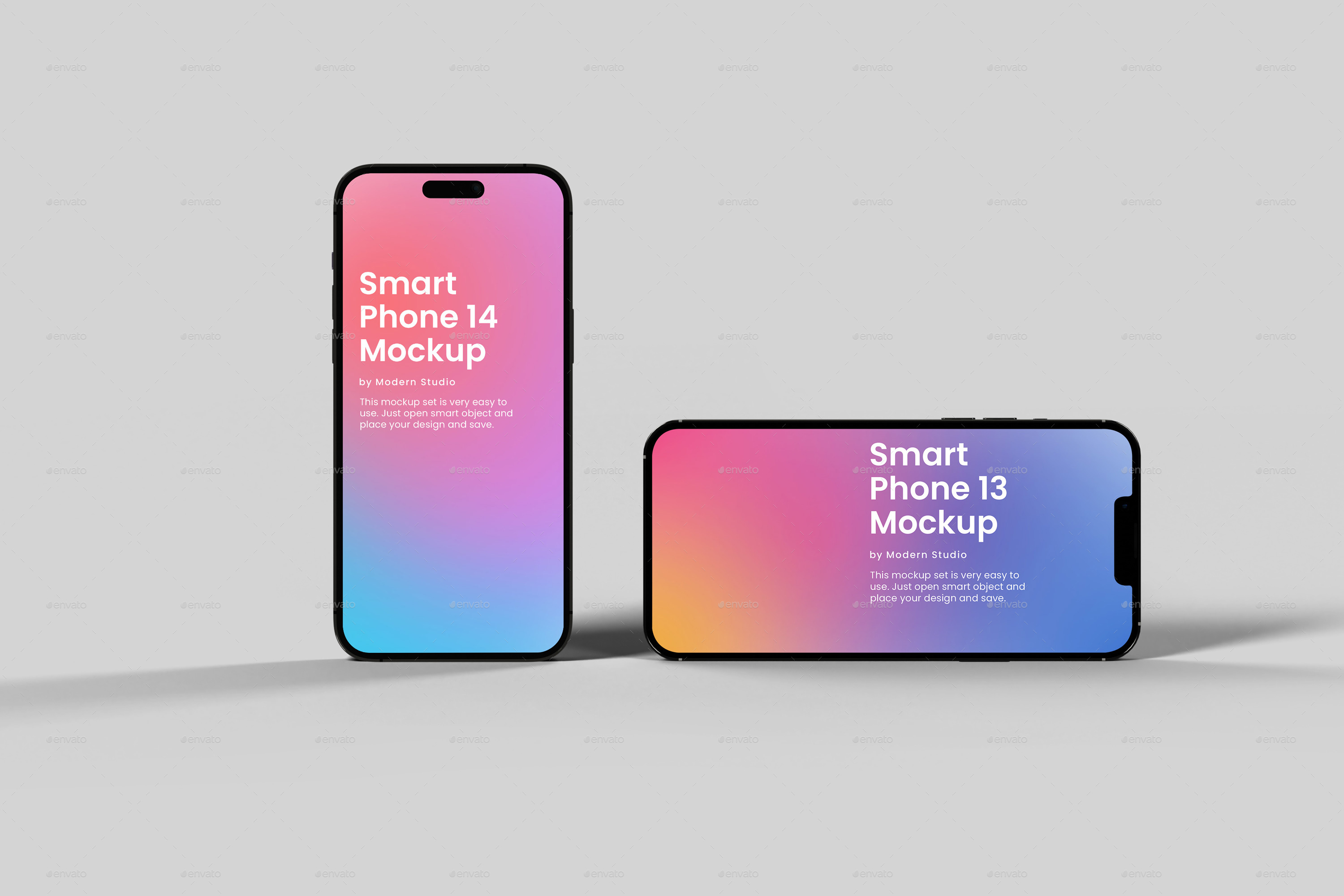 iPhone 13 Pro and iPhone 14 Pro Mockup by Modern-Studio | GraphicRiver