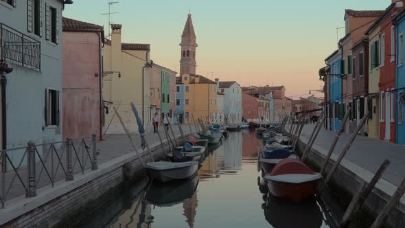 Evening Scene of Burano Island in Italy alt