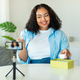 African American Woman Blogger Lady Making Video Via Smartphone Indoors - PhotoDune Item for Sale
