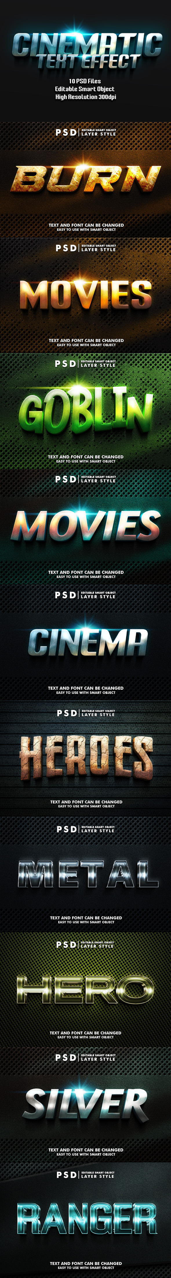 10 Cinematic Psd Text Effect