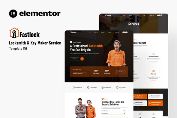 Fastlock - Locksmith & Key Maker Service Elementor Template Kit