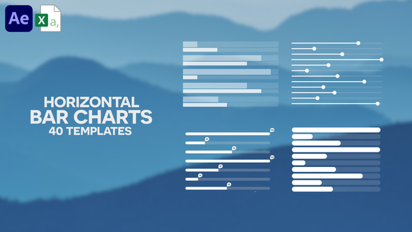 40 Horizontal Bar Charts | Infographics Pack