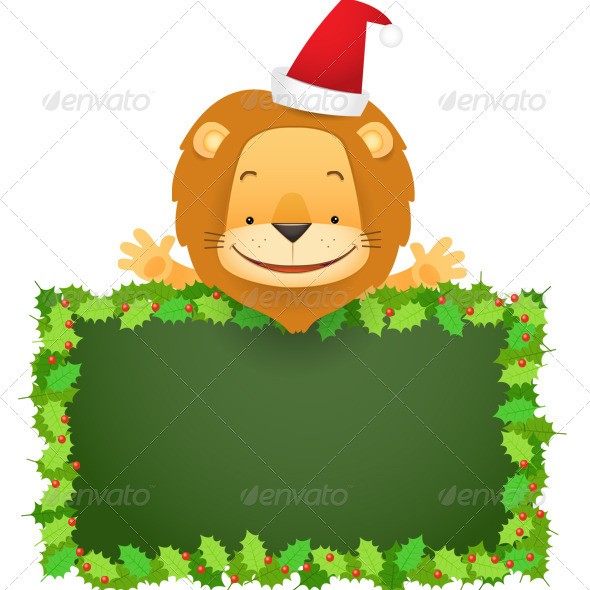 Lino the Lion and Christmas Banner - Characters Illustrations