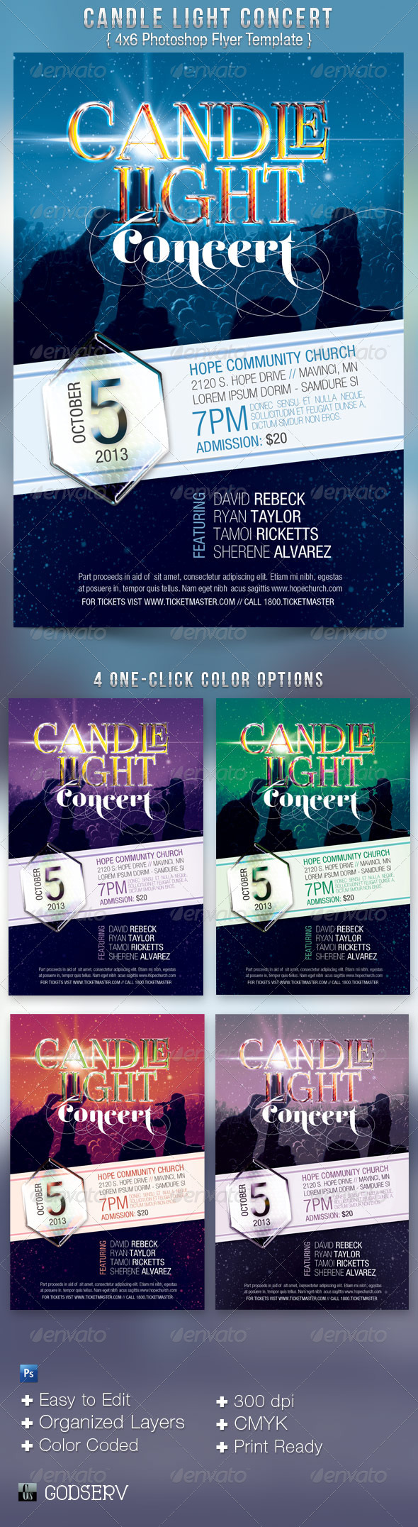 Candle Light Concert Flyer Template - Church Flyers