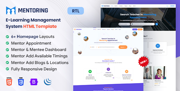 Exceptional Mentoring - eLearning, Learning management system & Mentor Booking LMS Template with Admin (HTML