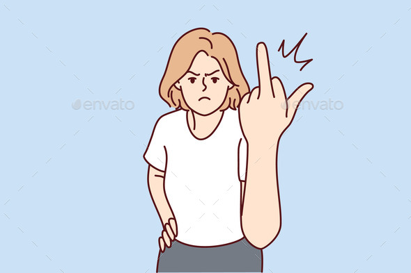 Angry Woman Show Fuck you Gesture