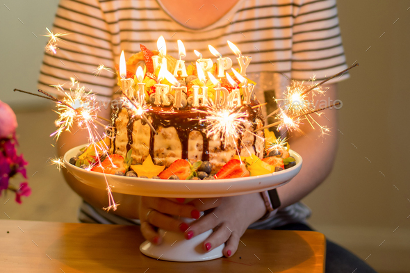 ice cream birthday cake with candles