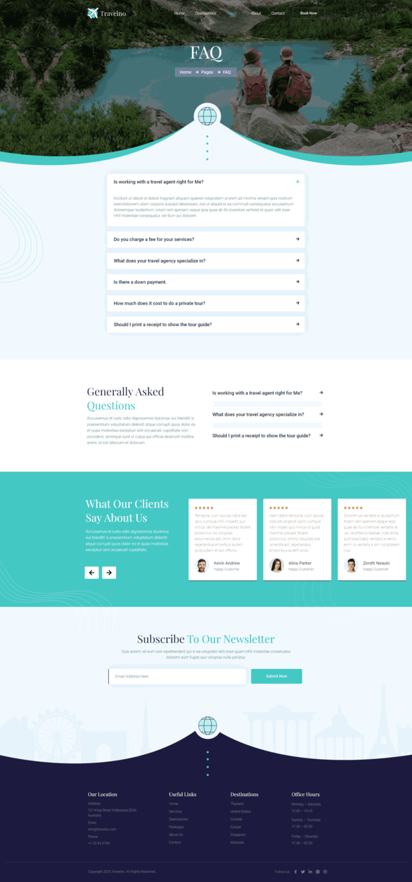 Traveino - Travel Agency Elementor Template Kit