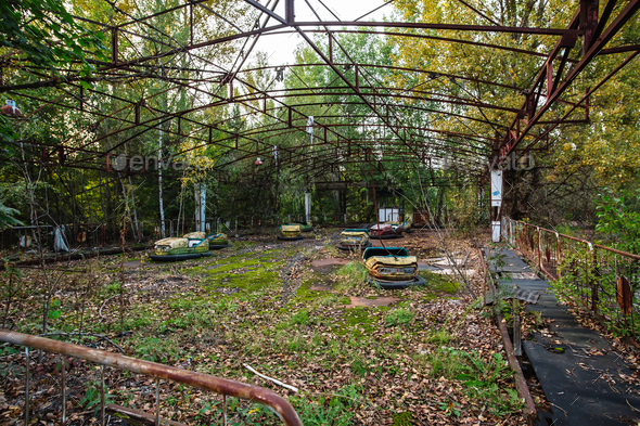 Amusement park in Pripyat. exclusion Zone of Chernobyl ghost city