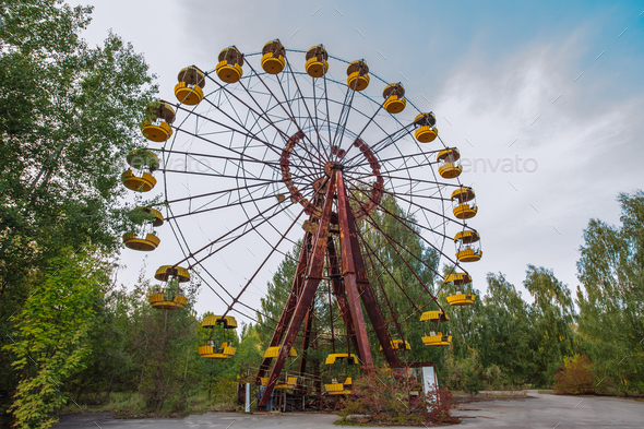 Amusement park in Pripyat. exclusion Zone of Chernobyl ghost city