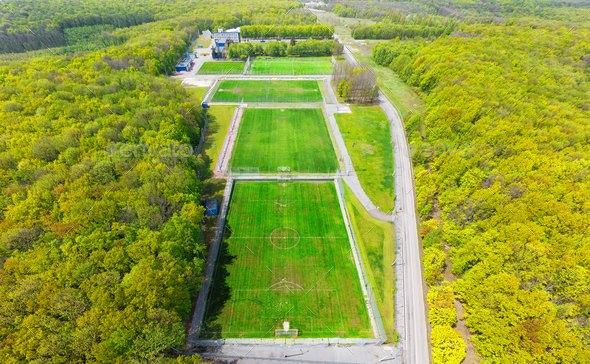 Training football fields in forest - Stock Photo - Images