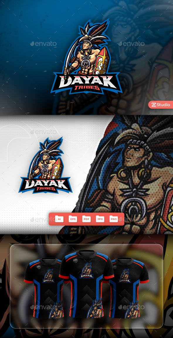 Dayak Tribe Mascot Logo Design