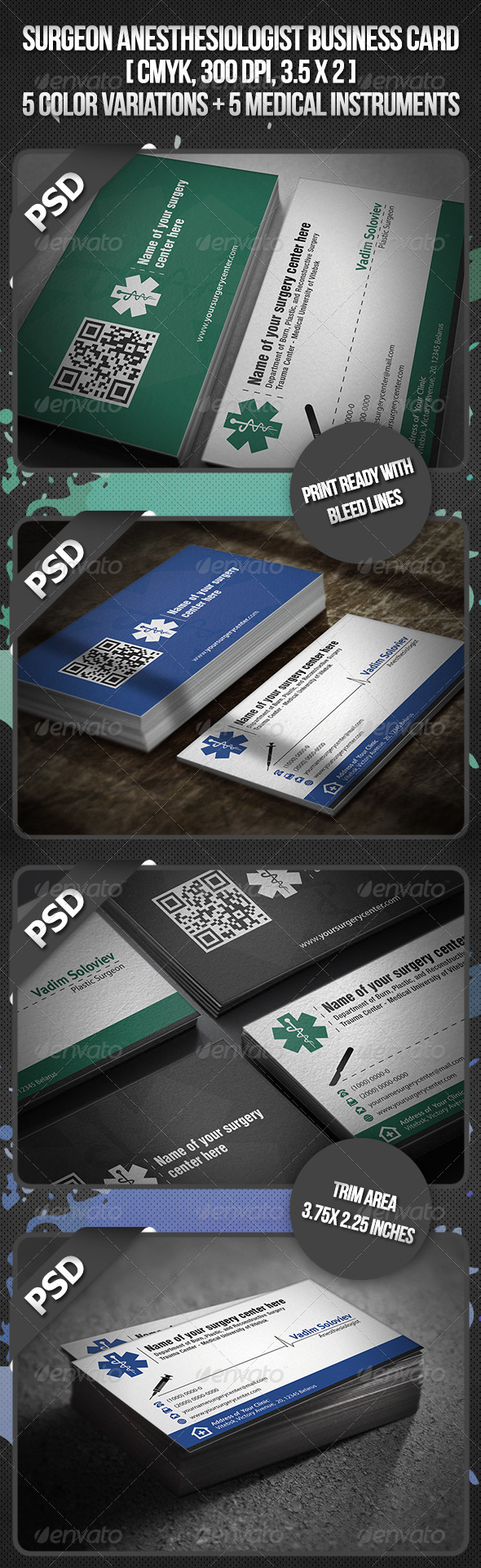 Surgeon Anesthesiologist Business Card - Industry Specific Business Cards