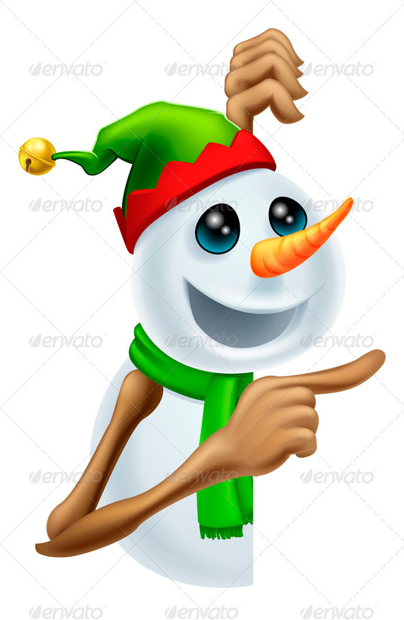 Christmas Snowman Pointing - Christmas Seasons/Holidays