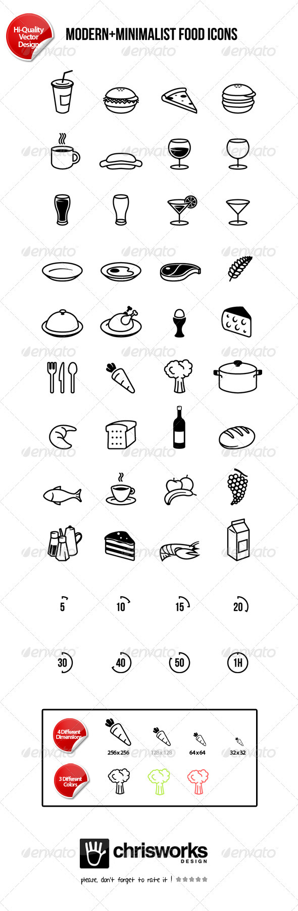 Modern-Minimalist Food Icons - Food Objects