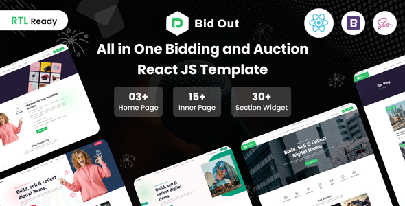 Bidout - Multivendor Bid and Auction React Js Template + RTL