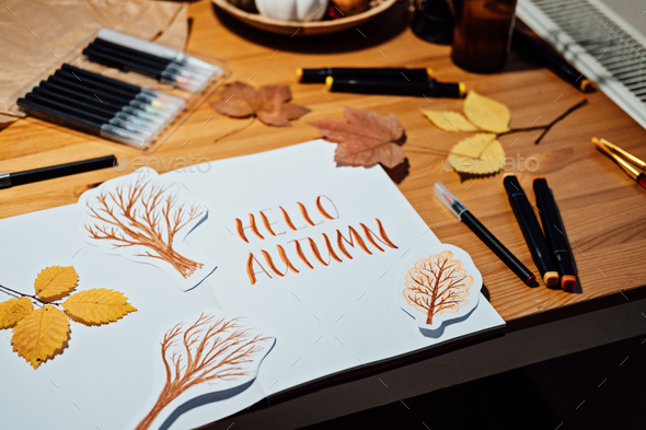 Hello Autumn lettering. Autumn Season Drawing, How to draw fall lettering drawing and painting