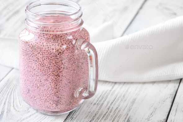 Cherry chia pudding - Stock Photo - Images