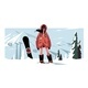 Girl Character Stand on Mountain with Snowboard