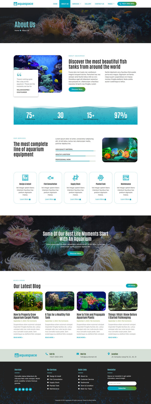 Aquaspace - Fish Aquarium & Aquascape Service Elementor Template Kit by ...