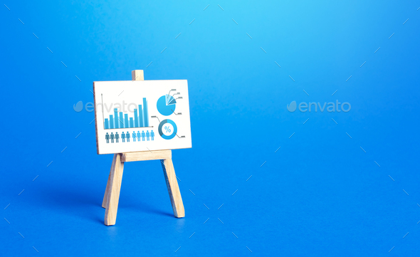 Easel with a positive growth chart diagram.